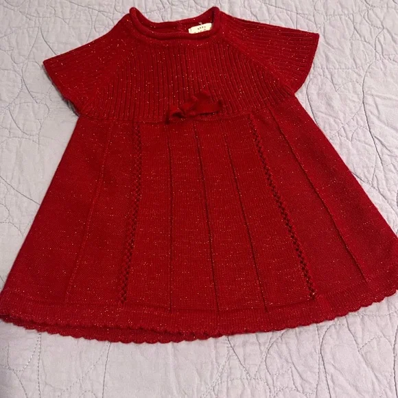 sachin and babi light blue dress Baby Girl 2-Piece Santa Christmas Holiday Sweater Dress & Tights Set - Red